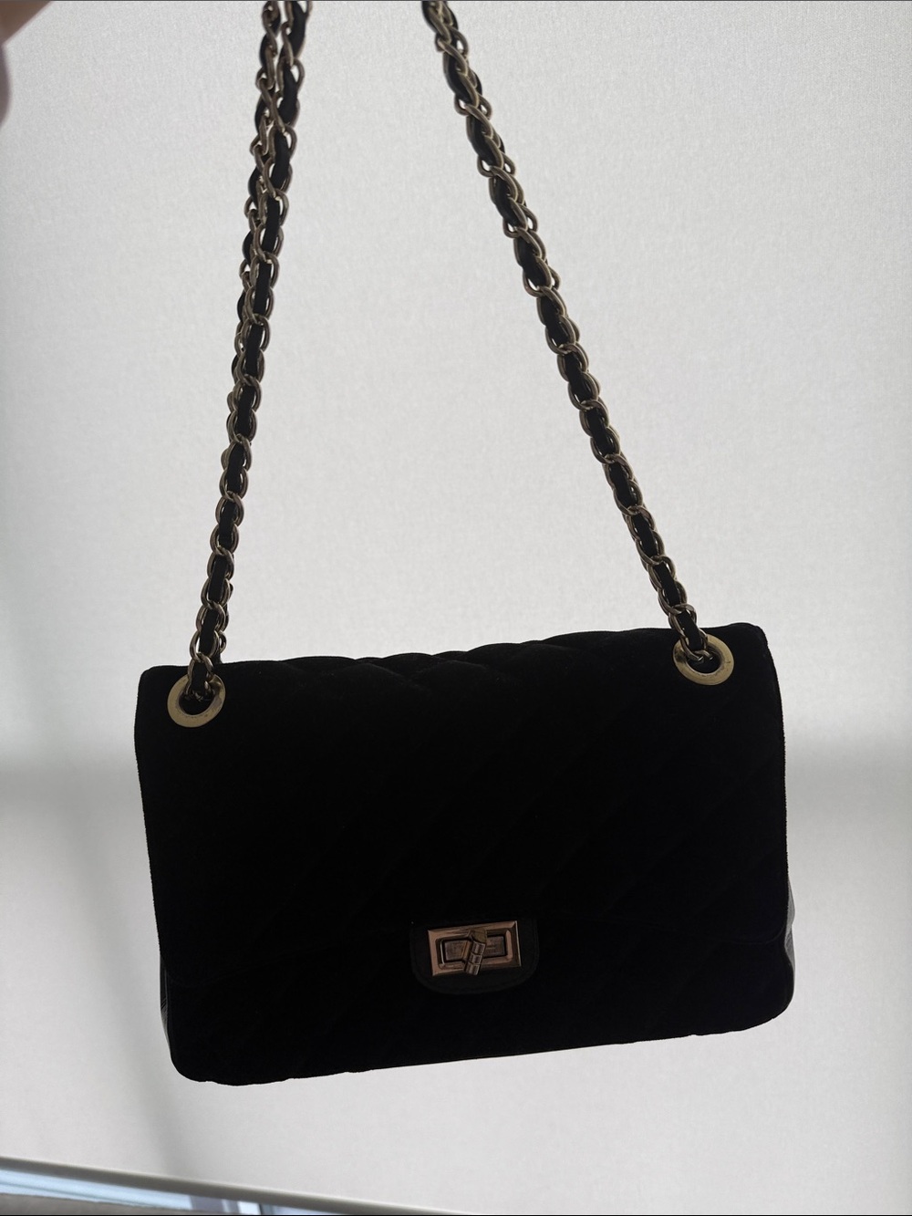 Classic Black Quilted Chain-Handle Shoulder Bag